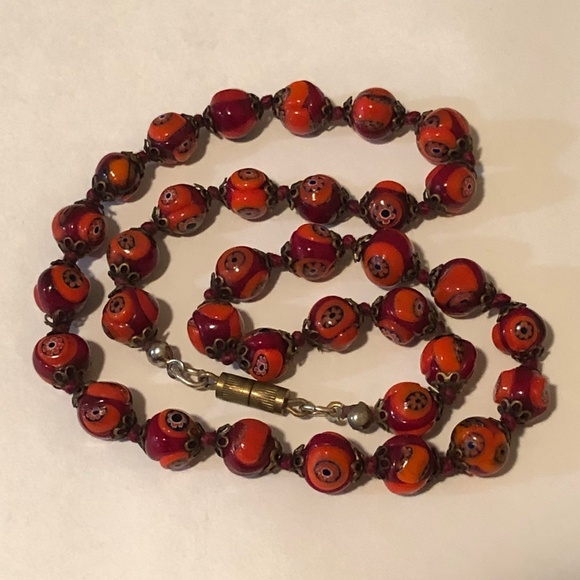 Venetian Murano Millefiori Glass Bead Necklace - Picture 3 of 6